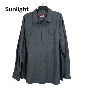 Wrangler Mens Grey Long-Sleeve Button-Up Work Shirt Size 2XL Cotton Blend